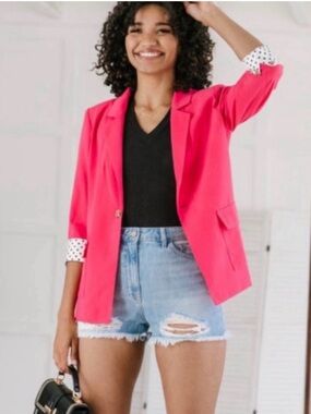 ANDREE BY UNIT Bright Pink Open-Front Blazer